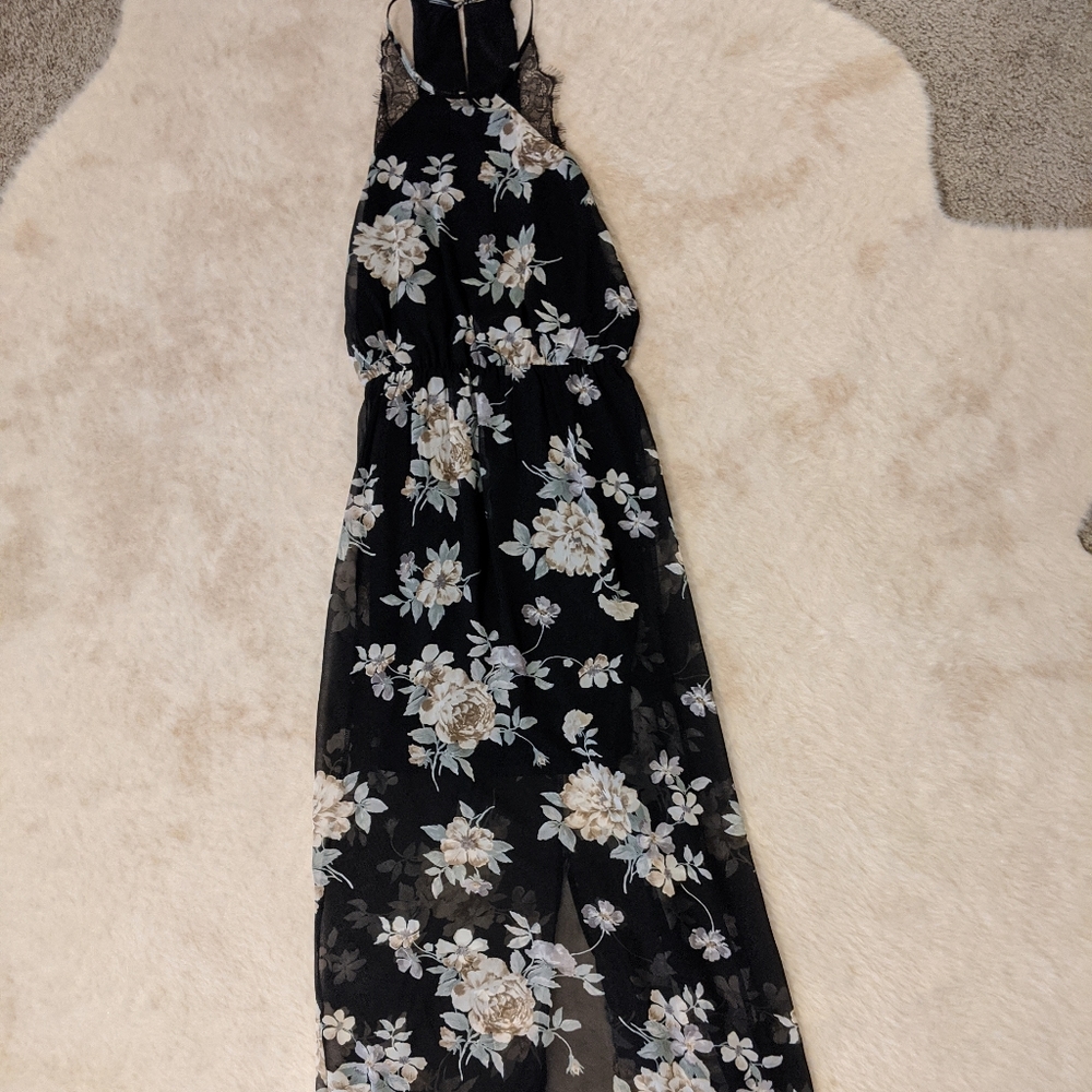 sienna sky black floral chiffon maxi dress